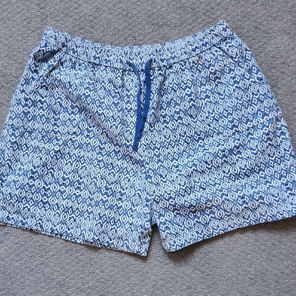 Blue Geometric Patterned Shorts